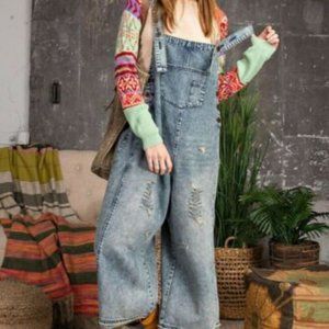 Easel Distressed Overalls Large